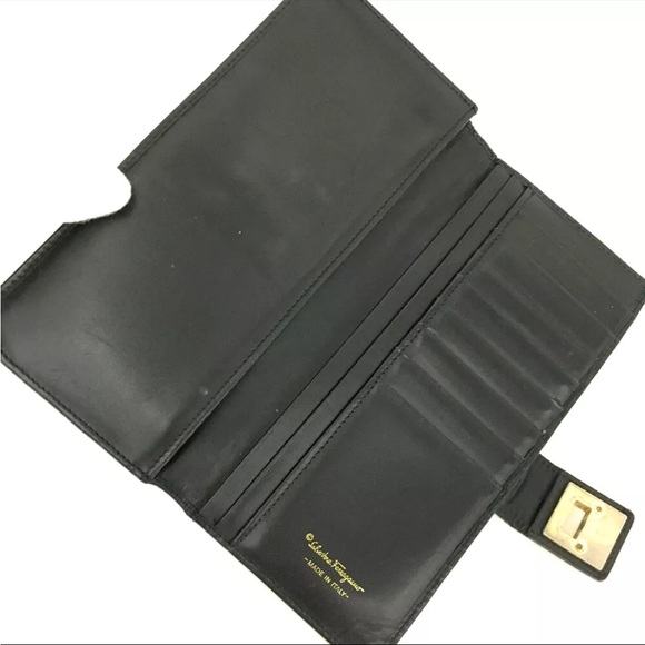 Salvatore Ferragamo Gancini Canvas Leather Long Bifold Wallet - Picture 5 of 8